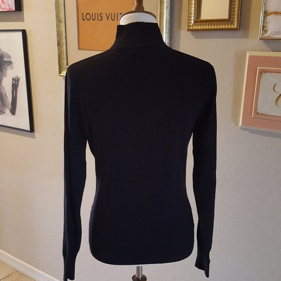 Simon Chang  Black and Gold Striped‎ Long Sleeve Turtleneck - Picture 5 of 6